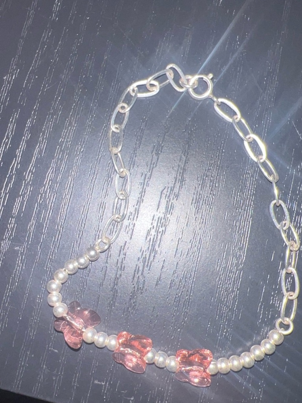 Claire's Pink Butterfly Pearl Accent Necklace